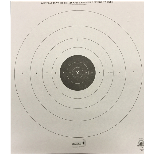 25 NRA Official 50 Foot Timed & Rapid Fire Pistol Target B3 Tagboard B-3 